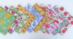 Assorted Napkin Set, Hand Block Printed Napkins, Bohemian Wedding Napkin, Mix And <b>Match</b> Cotton Table Napkins, Handmade In India - Product Image 1