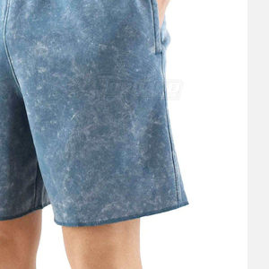 Shorts Bermuda en Coton Lavé pour Homme, Taille Mi-Haute Élastique, Style Décontracté, Tissu Tricoté Respirant avec Poches - Product Image 3