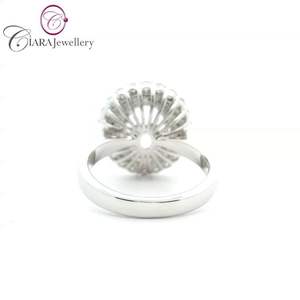 PRECIO AL POR MAYOR, ESTILO DE LUJO OEM, ANILLO DE ORO BLANCO DE 18K AU750 CON DIAMANTE NATURAL, FORMA OVALADA DE 10 X 8MM - Product Image 3