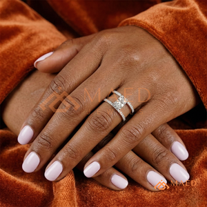 Moissanite <b>Open</b> Band <b>Ring</b> for Women Silver Tone Engagement Wedding Anniversary Jewelry Elegant Daily Wear Style - Product Image 4