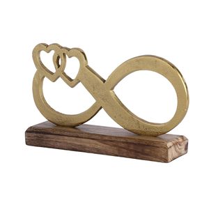 Símbolo de Infinito Decorativo con Dos Corazones, Adorno Metálico con Base de Madera |   Figura Decorativa Romántica de Amor para Mesa, Adorno para el Hogar - Product Image 2