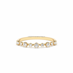 Anillo de compromiso y eternidad minimalista para mujer con diamante natural de talla brillante de 0.17 ct, de oro amarillo macizo de 14K, para aniversario de boda - Product Image 1