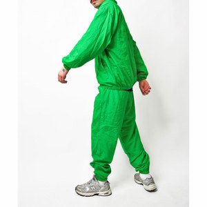 Ensemble de survêtement vert pour homme, 2 pièces, manches longues, fermeture éclair, couleur unie, léger, en polyester, avec poches latérales - Product Image 2