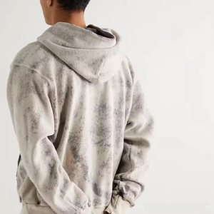 Sweat à capuche délavé coupe décontractée en molleton doux, style streetwear contemporain, fabrication sous marque privée - Product Image 2