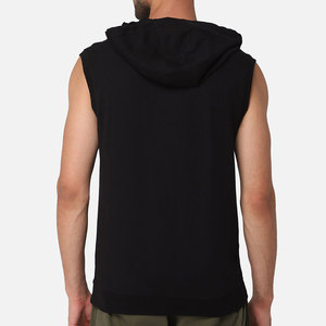 Sweat-shirt sans manches à capuche pour homme, 100% coton molletonné, avec poche, color block, style streetwear sportif d'hiver - Product Image 2