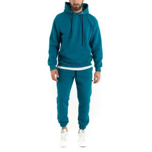 Nouvelle mode couleur unie poids lourd athlétique survêtement sport survêtement à capuche tissu 100% coton survêtements pour hommes - Product Image 1