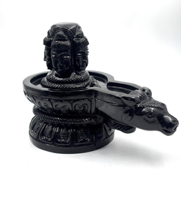 Statuette de Shiva sculptée à la main en pierre noire avec Nandi Panchmukhi Mahadev, design Art Déco pour la décoration de la maison, cadeau d'anniversaire ou de mariage - Product Image 5