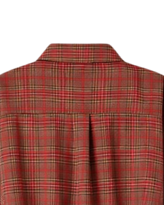 Chemisier court personnalisé à carreaux rouges pour femme, col rabattu, manches longues, boutonné, style décontracté, fabrication sur mesure - Product Image 6