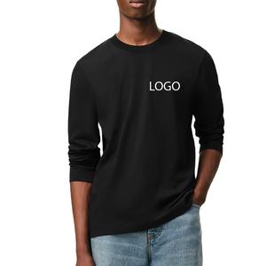 T-shirt Homme 100% Coton Oversize à Épaules Tombantes, Streetwear Uni Lourd à Manches Longues, Couleur Unie 2026 - Product Image 1