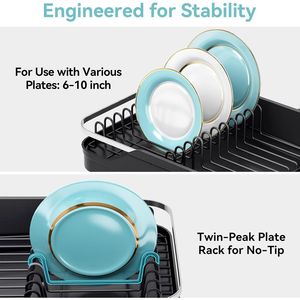 Scolapiatti Grande in Acciaio Inossidabile da 41 cm (16.14\") e 60 cm (23.62\") per Piano Cucina, con Scarico Acqua Regolabile, Salvaspazio - Product Image 2