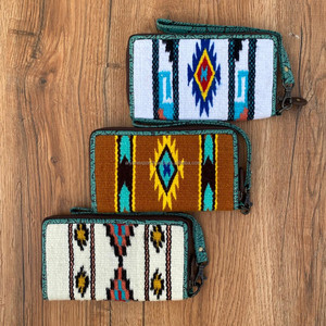 Manta de sillín occidental, cartera de mano de cuero en relieve turquesa para mujer, Cartera de mano con tarjetero de cuero genuino Floral - Product Image 2