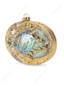 กระเป๋าคลัทช์ทรงวงรีเปลือกหอยมุกคุณภาพสูง พร้อมลายเปลือกหอยสองชั้นและกรอบทองแกะสลัก กระเป๋าสำหรับออกงานกลางคืนสุดหรู สำหรับการส่งออกแบบ OEM - Product Image 3