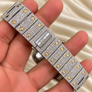 นาฬิกาโครโนกราฟ Raj Gems Luxury Square ตัวเรือนสแตนเลส กระจกแซฟไฟร์ หน้าปัดประดับเพชร ตัวเลขโรมัน ระบบอนาล็อก เครื่องกลไก สำหรับผู้ชาย - Product Image 4