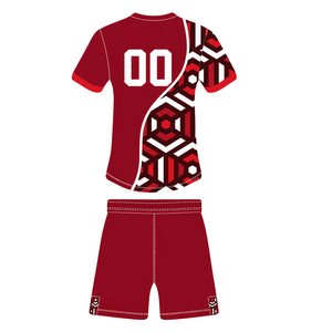 Dark Red <b>Black</b> White Geometric <b>Rugby</b> Jersey <b>Shorts</b> Set <b>Short</b> Sleeve Crew Neck Custom Breathable Training Athletic Team Sports - Product Image 2