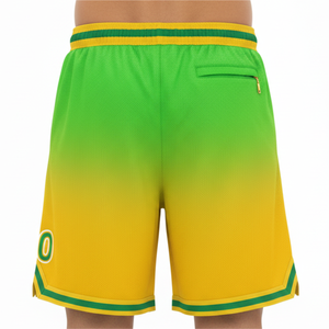 Pantalones Cortos de Baloncesto Personalizados para Hombre, Degradado Verde Amarillo, Impresión por Sublimación, Cintura con Cordón, Estilo Deportivo con Bolsillos y Número 00 - Product Image 5