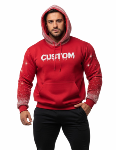 Sudadera con Capucha Unisex Roja con Estampado Personalizado, Sudadera de Forro Polar para Invierno, Chaqueta con Capucha Estilo Urbano con Diseño de Pedrería - Product Image 4