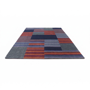 Alfombra de Lana Azul Marino Multicolor con Textura Sólida, Antideslizante, Ecológica, Hecha a Mano, para Sala de Estar, Interiores de Hotel - Product Image 2