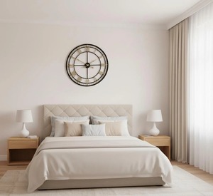 Stylish Black Frame <b>Wall</b> <b>Clock</b> With Gold Roman Numbers Ideal For Office Cabin And Home Workspace <b>Decor</b> Wholesupply From India - Product Image 2