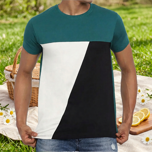 เสื้อยืดผู้ชาย คอกลม แขนสั้น ทรงพอดีตัว ดีไซน์เรียบง่าย สีเขียว ขาว ดำ - Product Image 5