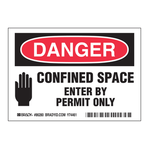 Señal de Seguridad Brady para Espacios Confinados, Solo con Permiso, para Sitios Industriales - Product Image 1
