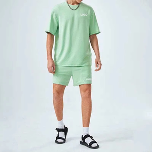 Conjunto Deportivo Básico de Algodón de Alta Calidad para Hombre, con Logotipo Personalizado, Camiseta de Manga Corta y Pantalones Cortos Casuales para Hombre - Product Image 5