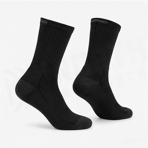 Crew <b>Socks</b> Black Breathable Running <b>Socks</b> for Adults Summer Season Spandex <b>Polyester</b> Knitted Solid Pattern - Product Image 3