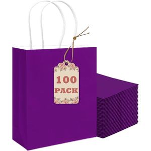Sacchetti Regalo in Carta Viola Lotus 100pz con Manici 21x7.6x15.2cm Piccole Dimensioni Versatili Sacchetti per Feste per Molteplici Usi - Product Image 3