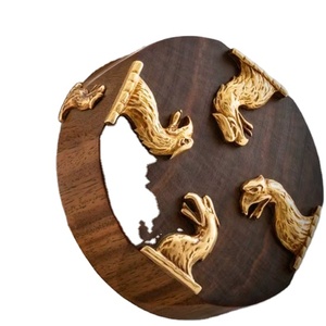 Wholesale Price <b>Round</b> Wooden Bowl Container Brass Lid Organizer Handmade Luxury <b>Table</b> Decor Storage Box Decorative Storage Piece - Product Image 1