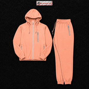 Conjunto de chándal con capucha para hombre, color melocotón, chaqueta con cremallera completa, pantalones jogger, ropa deportiva informal, ropa deportiva personalizada, ropa urbana, venta al por mayor, para entrenamiento - Product Image 5