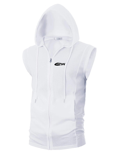 Men's Sleeveless Hooded Zip-Up Vest Solid Color Cotton Polyester Blend Casual Knitted <b>Sweatshirt</b> With Drawstring And Pockets - Product Image 4