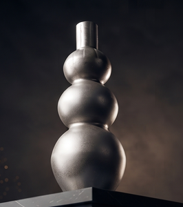 Vase décoratif en métal argenté de luxe, forme sphérique empilable moderne, texture, récipient à fleurs pour la maison, le bureau, le hall, l'aménagement intérieur - Product Image 3
