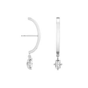 <b>Emerald</b> Diamond Dangle Arc <b>Stud</b> <b>Earrings</b> 21mm Modern Sculptural Minimalist Geometric Drop <b>Earrings</b> 14K 18K Solid Gold Wholesale - Product Image 6