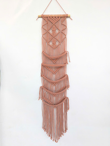 Soporte de pared para sombreros de macramé, organizador de almacenamiento bohemio de 5 niveles para gorras, algodón y plantas - Product Image 6
