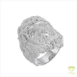 Anillo de Plata de Ley 925 con Cabeza de Hombre Barbudo y Diamantes de Moissanita, Joyería de Lujo al por Mayor - Product Image 3