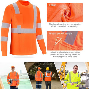 เสื้อกั๊กสะท้อนแสงสีเหลืองและสีส้มสำหรับงานก่อสร้าง งานจราจร แขนยาว ผ้าโพลีเอสเตอร์ สำหรับทุกเพศ ขายส่ง - Product Image 3