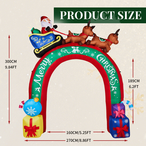 10FT <b>Lighted</b> Christmas Inflatable Archway with Reindeer <b>Pulling</b> Santa's Sleigh Outdoor Holiday Yard Decorations - Product Image 4