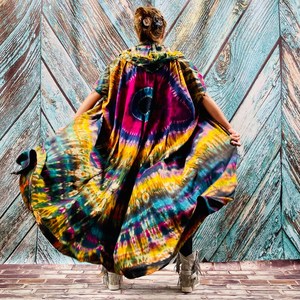 2025 nouveau produit main cravate teinture Kimono veste vacances Boho coupe ample veste vêtements de plage couvrir vacances d'été femmes Kimono Robe - Product Image 3