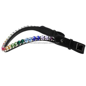 Fronture de cheval en cuir véritable, personnalisée, multicolore, ornée de grands cristaux et de strass, style Mega Bling Fancy Saddle Wave - Product Image 5