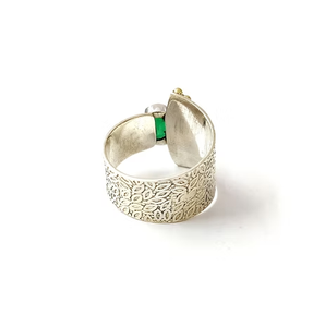 Minimalist Green Onyx <b>Ring</b> 925 Sterling <b>Silver</b> Handmade Floral <b>Statement</b> Gemstone <b>Ring</b> for Women Jewelry - Product Image 4