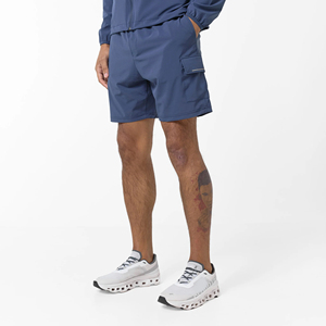 Men's Navy Hooded Tracksuit Set Quick Dry Sporty Shorts <b>Jacket</b> Full Sleeve Zipper Fly Lightweight Polyester Spring Wear - Product Image 4