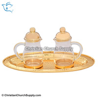 Pichet en verre transparent avec assiette |   Ensemble de Cruets pour la Communion – Export Corporation