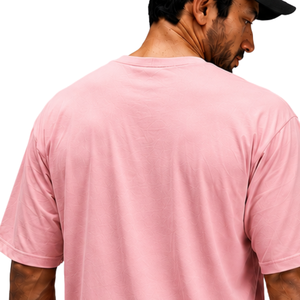 Men’s 100% Cotton Light <b>Pink</b> Oversized T-Shirt Heavyweight Breathable Crew Neck Short Sleeve Casual Gym Streetwear Training Tee - Product Image 5