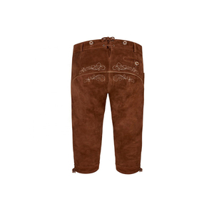 Factory Direct <b>Mens</b> Brown Suede Lederhosen <b>Shorts</b> Knee Length Floral Embroidery Vintage Bavarian Trachten Folk Wear - Product Image 3