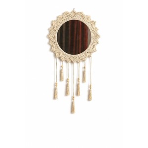 Espejo de Pared Rectangular Bohemio de Madera de Acacia Aqdus Saleem, Diseño Sunburst, Ecológico, Hecho a Mano con Macramé, Venta al Por Mayor - Product Image 2