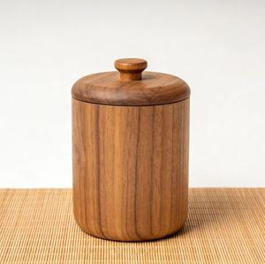 Recipiente de Madera Ecológico de Primera Calidad para Café, Tarro de Almacenamiento con Tapa, Diseño Vintage, Caja para Condimentos, Sal, Pimienta y Azúcar, Lavable a Mano - Product Image 6