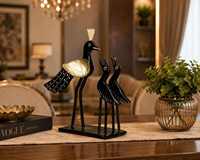 Ensemble de figurines d'oiseaux artisanales en gros, paon traditionnel en corne de buffle, art tribal d'Orrissa écologique, pièce décorative