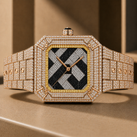 Montre Hip Hop de Luxe Carrée en Acier Inoxydable avec Moissanite, Mouvement ETA, Cadran en Verre, Aiguilles, Bracelet 20mm, Boîtier 41mm – Vente en Gros