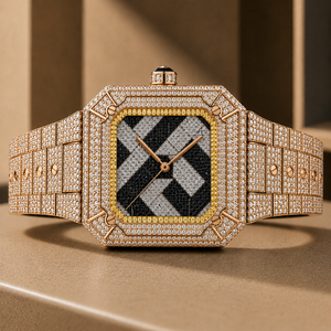 Montre de luxe carrée en acier inoxydable avec mouvement ETA, cadran en verre et aiguilles en moissanite, style hip-hop, vente en gros - Product Image 2