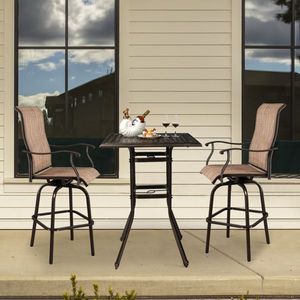 All Weather Cast Aluminium Square Bar Bistro <b>Table</b> 2' Umbrella Hole Outdoor <b>Tall</b> Patio Bar Height <b>Table</b> for Porch Garden Patio - Product Image 6