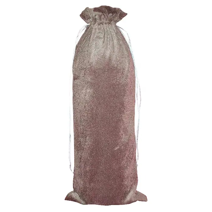 Velvet Drawstring Bag Light Pink Color Soft Velvet Poly Silk String Closure Drawstring Wine Bottle Bag For Packaging